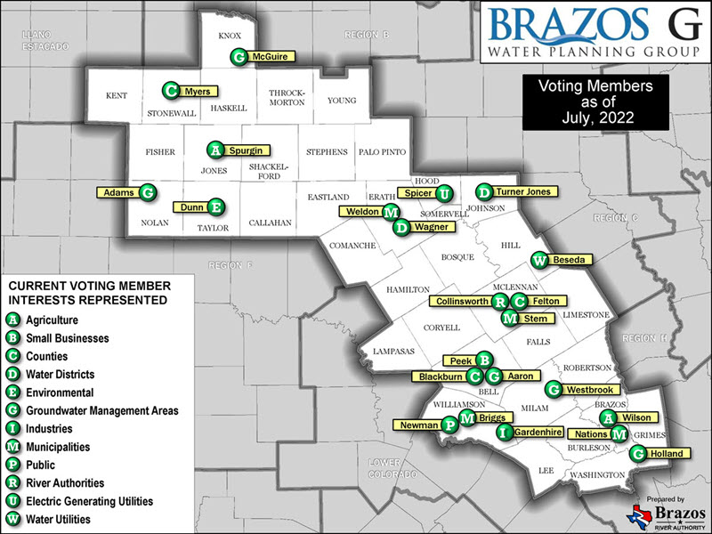 Brazos G Voting Member Map