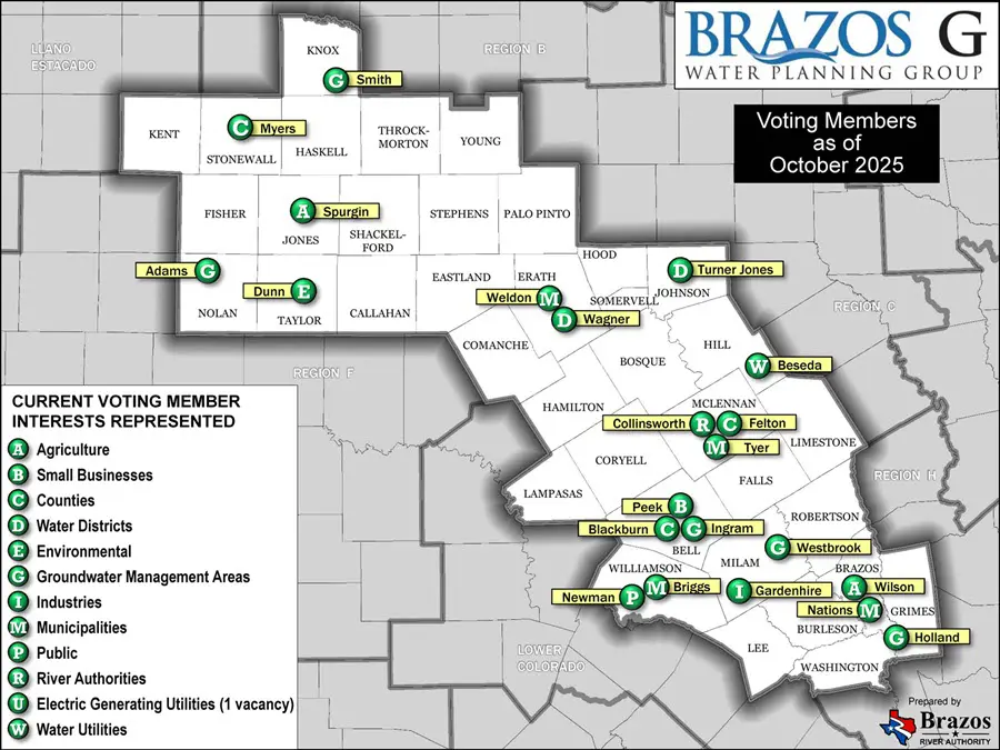 Brazos G Voting Member Map